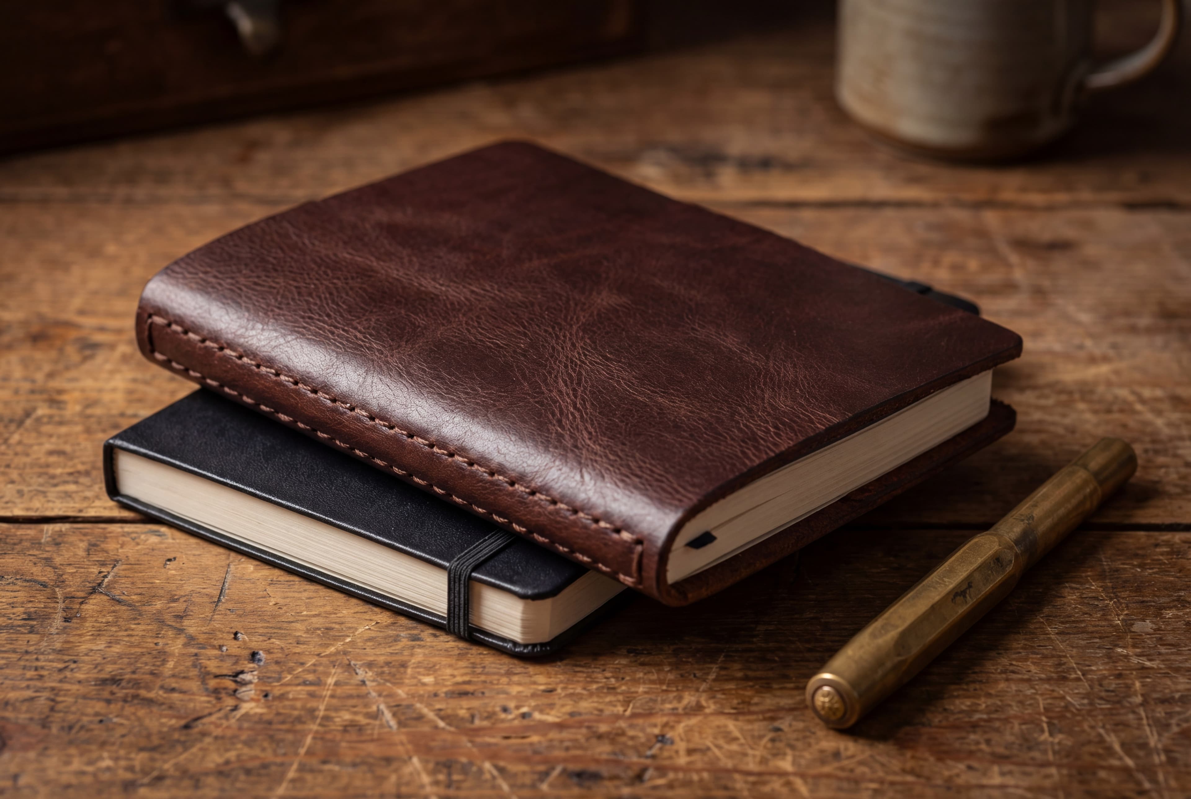 English bridle leather journal cover